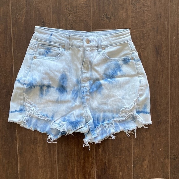 American Eagle Outfitters Blue Tie-Dye Denim Shorts size 00 - Picture 2 of 8